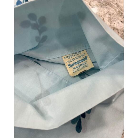 Vintage Blue Floral Springmaid Twin Flat Sheet w/pillowcases - Picture 5 of 7